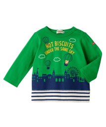 MIKI HOUSE HOT BISCUITS(ミキハウスホットビスケッツ)/気球に乗ったビーンズくん 長袖Ｔシャツ/グリーン