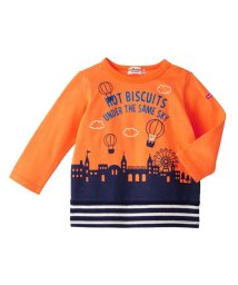 MIKI HOUSE HOT BISCUITS(ミキハウスホットビスケッツ)/気球に乗ったビーンズくん 長袖Ｔシャツ/オレンジ