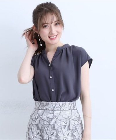 Apuweiser-riche／洗える２ＷＡＹゆるパール釦ブラウス／503978953