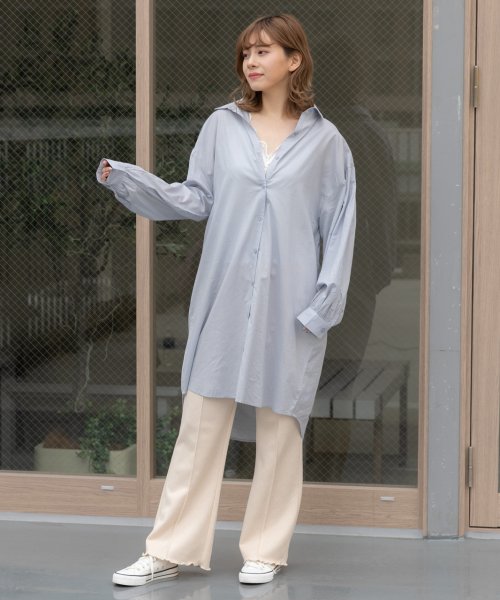 セール ボリュームロングシャツワンピース パフスリーブ 春 夏 袖コンシャス シャツワンピース ワンピース レディース 羽織り シャツ ロングワンピース アドティエ Ad Thie Magaseek
