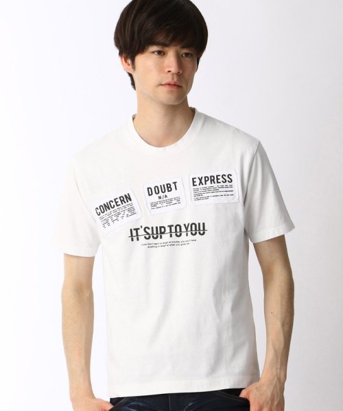 HIDEAWAYS NICOLE(ハイダウェイ ニコル)/パッチワークロゴプリントTシャツ/09ホワイト