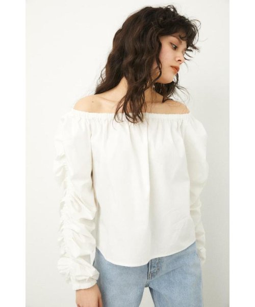 LAGUA GEM(ラグアジェム)/SHOULDER GATHER TOPS/WHT