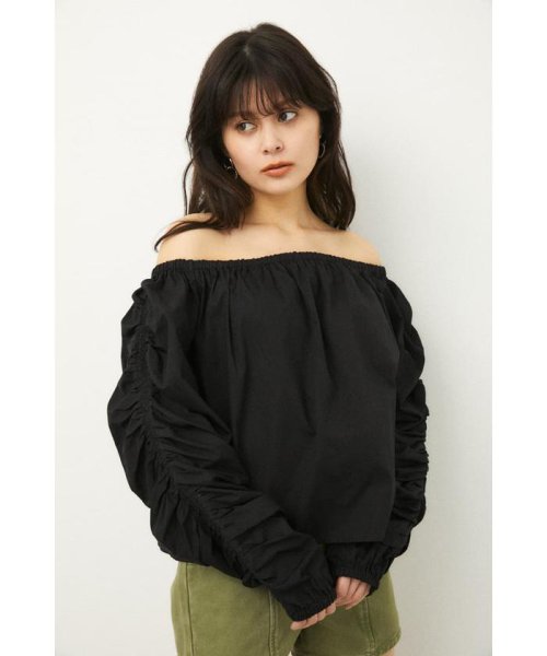 LAGUA GEM(ラグアジェム)/SHOULDER GATHER TOPS/BLK