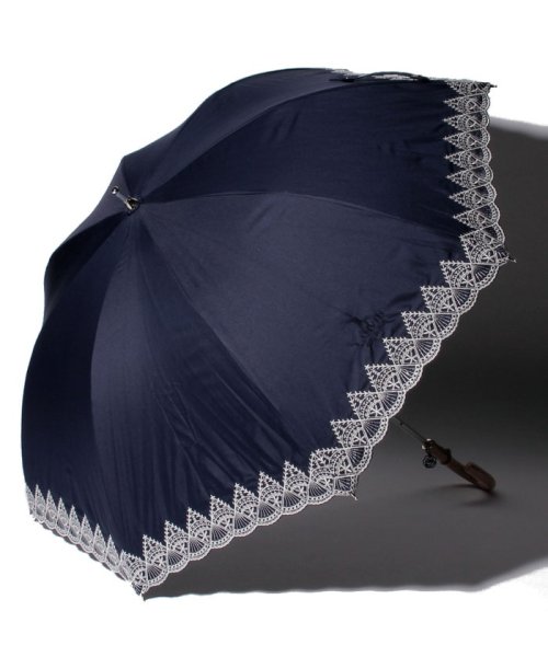 LANVIN Collection(umbrella)(ランバンコレクション（傘）)/LANVIN COLLECTION（ランバンコレクション）晴雨兼用日傘　裾刺繍/ネイビーブルー