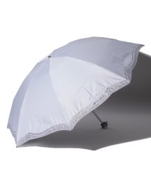 LANVIN Collection(umbrella)(ランバンコレクション（傘）)/LANVIN COLLECTION（ランバンコレクション）晴雨兼用折りたたみ日傘　ラメオーガンジーカットワーク/ライトグレー