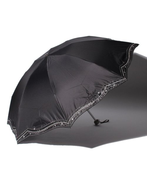 LANVIN Collection(umbrella)(ランバンコレクション（傘）)/LANVIN COLLECTION（ランバンコレクション）晴雨兼用折りたたみ日傘　ラメオーガンジーカットワーク/ブラック