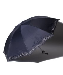 LANVIN Collection(umbrella)(ランバンコレクション（傘）)/LANVIN COLLECTION（ランバンコレクション）晴雨兼用折りたたみ日傘　ラメオーガンジーカットワーク/スカイブルー