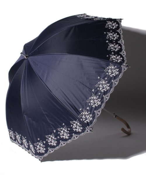 LANVIN Collection(umbrella)(ランバンコレクション（傘）)/LANVIN COLLECTION（ランバンコレクション）晴雨兼用日傘　フラワー刺繍/スカイブルー