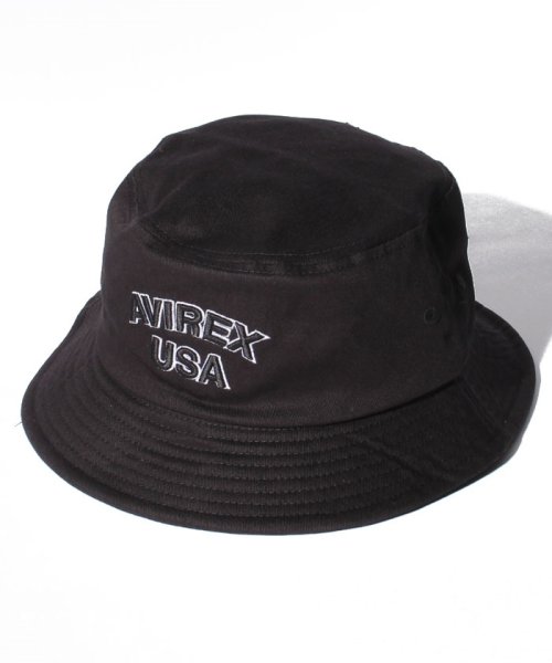 AVIREX(AVIREX)/USA 3D EMB BUCKET HAT/ﾌﾞﾗｯｸ