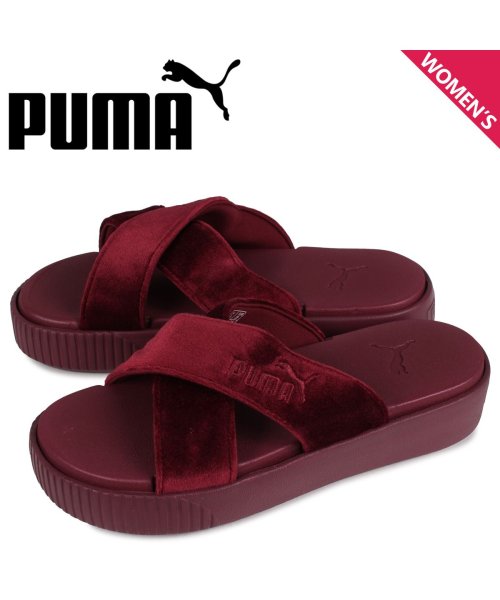 プーマ Puma プラットフォーム スライド ベルベット サンダル スライドサンダル レディース Platform Slide Velvet バーガンディー 3 プーマ Puma Magaseek