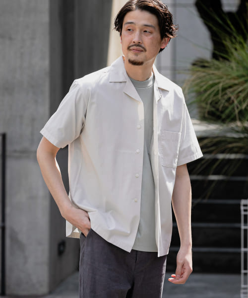 人気モデル AURALEE オーラリー ブルー オープンカラーシャツ 半袖 4-
