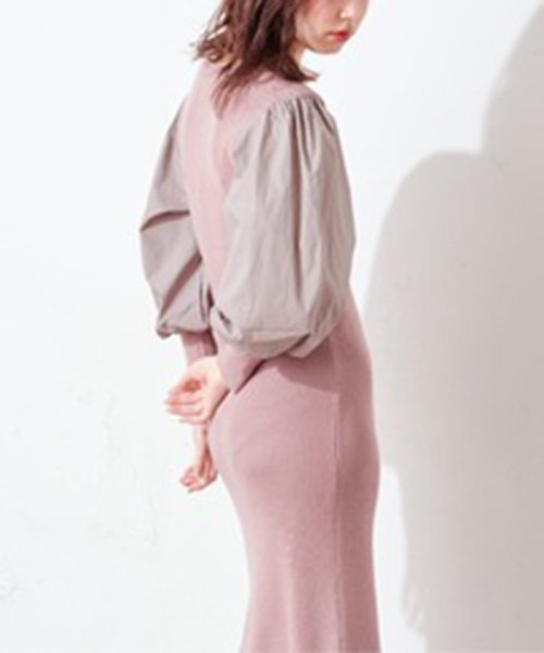 セール Every Very Nice Claup ぽわん袖切り替えワンピース ナイスクラップ アウトレット Nice Claup Outlet Magaseek