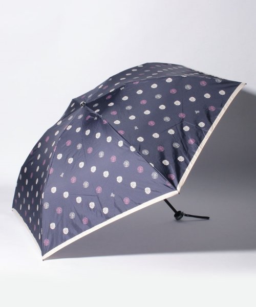 LANVIN Collection(umbrella)(ランバンコレクション（傘）)/LANVIN COLLECTION（ランバンコレクション）折りたたみ傘　タフタプリント/ネイビーブルー