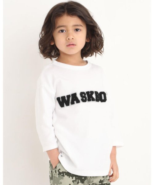 WASK(ワスク)/サガラワッペン ワイド 7分袖 Tシャツ (100~160cm)/ホワイト