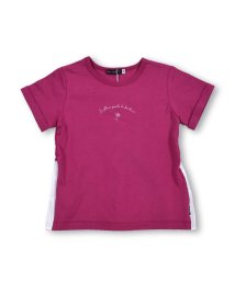 BeBe(ベベ)/手書き風 袖  折り返し バック ギャザー Tシャツ（80～150cm）/ピンク