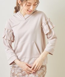 tocco closet luxe(トッコクローゼットリュクス)/優れた抗菌効果＆マルチな効果アリの袖フリル付きポンチフーディ/BEIGE