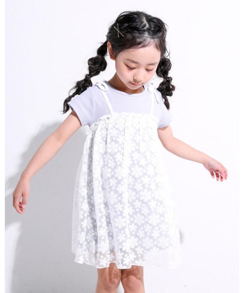 セール 23 Off 花 フラワー チュール ドッキング ワンピース 80 130cm スラップスリップ Slap Slip Magaseek