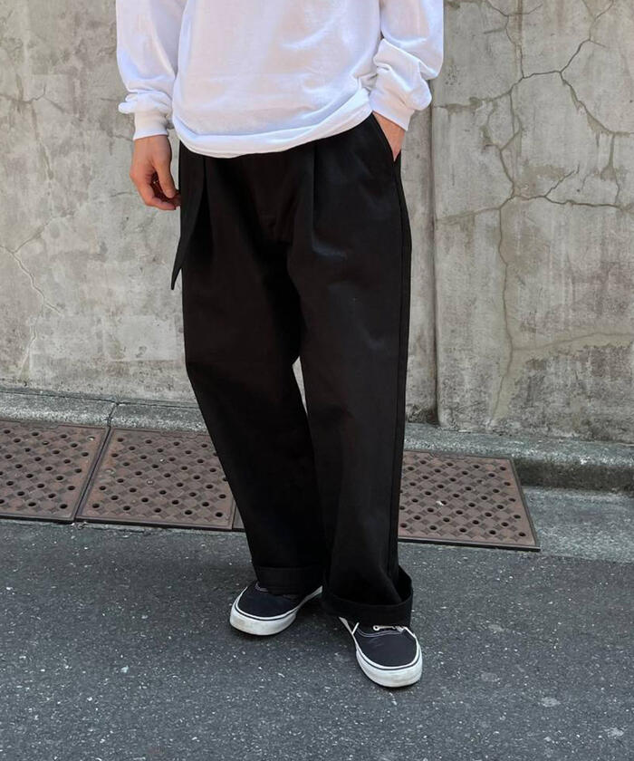 【unlume/アンルーム】NOAH PANTS ワイドテーパード タックパンツ