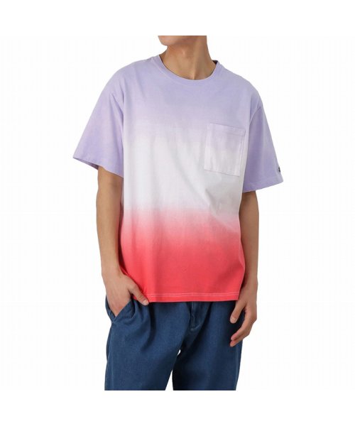 MAC HOUSE(men)(マックハウス（メンズ）)/DISCUS ディスカス 段染めUSAコットンポケット付きTシャツ R1028－327/パープル