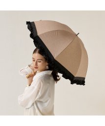 Refume(レフューム)/ 日傘 完全遮光 長傘 遮光率100% 軽量 遮光 晴雨兼用 UVカット Refume レフューム レディース 雨傘 傘 遮熱 雨具 無地 紫外線対策 切替 フ/ベージュ/ブラック