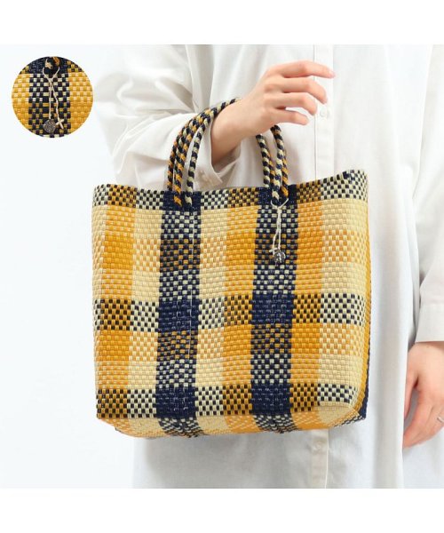 OJO DE MEX　(オホデメックス)/オホ デ メックス トート OJO DE MEX バッグ Plastico CAGO Tote Check S A4 カゴトート/イエロー