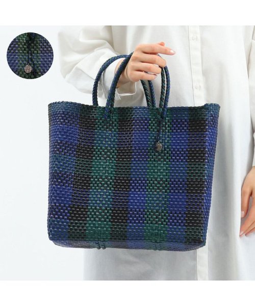 OJO DE MEX　(オホデメックス)/オホ デ メックス トート OJO DE MEX バッグ Plastico CAGO Tote Check S A4 カゴトート/ネイビー