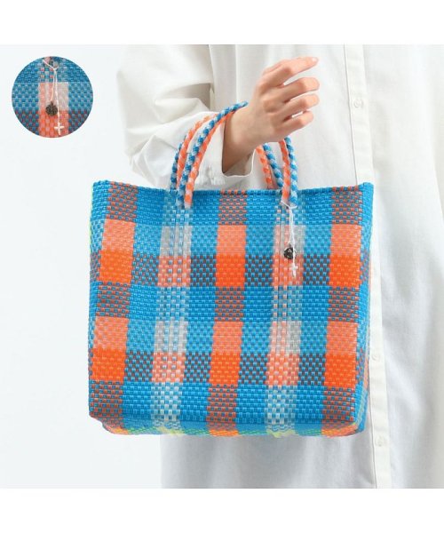 OJO DE MEX　(オホデメックス)/オホ デ メックス トート OJO DE MEX バッグ Plastico CAGO Tote Check S A4 カゴトート/ブルー