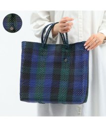 OJO DE MEX　(オホデメックス)/オホ デ メックス トート OJO DE MEX バッグ Plastico CAGO Tote Check M A4 カゴトート/ネイビー