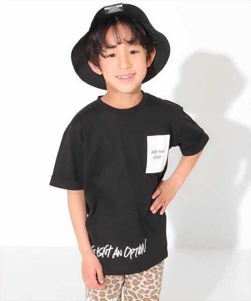 ANAP KIDS(アナップキッズ)/ロールアップ袖プリントビッグTシャツ/ブラック