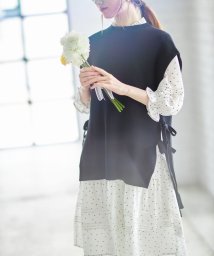 tocco closet(トッコクローゼット)/サイドりぼん付きニットベスト/BLACK