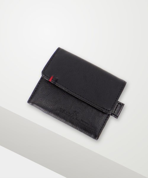 メンズ　サイフ　黒　チェック　カジュアル　薄型　ミニ財布