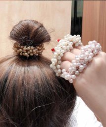 shoppinggo/ヘアゴム パール バブル シンプ ブレスレット ビーズ ヘア留め ヘアアクセサリー 髪飾り 上品 パーティー飾り/504009666