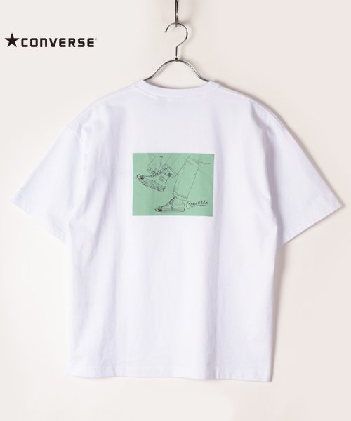 CONVERSE(コンバース)/【CONVERSE】 コンバース シューズモチーフバックプリント 半袖Tシャツ/オフホワイト