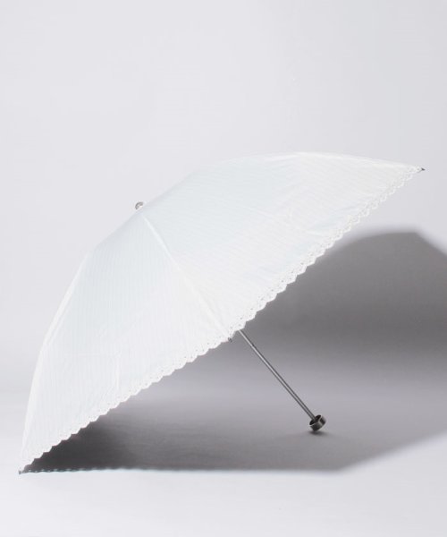 MACKINTOSH PHILOSOPHY(umbrella)(マッキントッシュフィロソフィー（傘）)/MACKINTOSH PHILOSOPHY 晴雨兼用折りたたみ傘 "ストライプ 刺繍"/ライトグレー