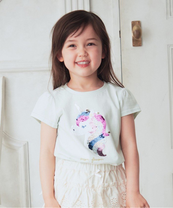 子供服 女の子 変色スパンコール トップス 金魚 全2色 春 夏 半袖 Tシャツ カジュアル キッズ プチプラ ジュニア おしゃれ 安い 可愛い 新品 かわいい 正規品直輸入