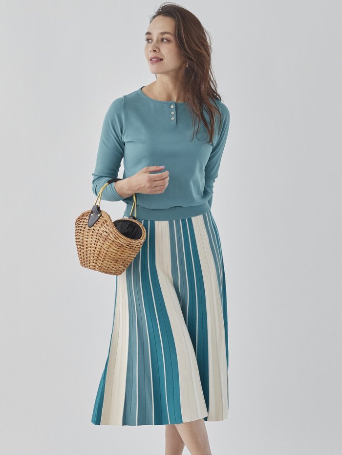 プリーツ配色ニットワンピース レディースファッション 阪急百貨店公式通販 Hankyu Fashion