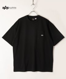 ALPHA INDUSTRIES(アルファインダストリーズ)/【ALPHA】 アルファ ワンポイントロゴ刺繍ポケット 半袖Tシャツ/ブラック