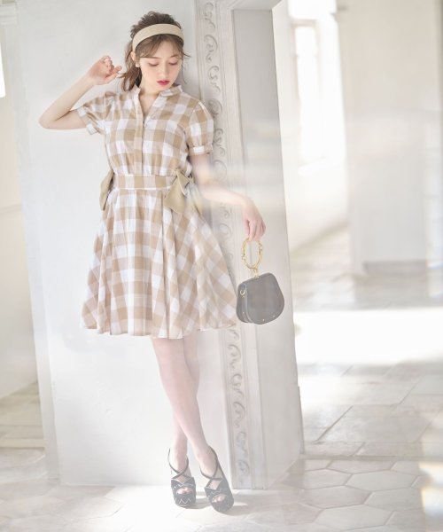 Mii Pon さんコラボ スキッパーギンガムチェックワンピース トッコクローゼット Tocco Closet Magaseek