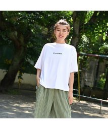 MAC HOUSE(women)(マックハウス（レディース）)/NAVY ネイビー ハンサムシルケット プリントTシャツ 1282－7962/ホワイト