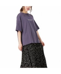 MAC HOUSE(women)(マックハウス（レディース）)/NAVY ネイビー ハンサムシルケット プリントTシャツ 1282－7962/パープル