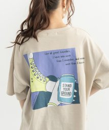 Rocky Monroe(ロッキーモンロー)/プリントT 半袖 メンズ レディース カジュアル ストリート Tシャツ イラスト ホワイト ブラック ビッグシルエット ドロップショルダー スニーカー スケボー/ベージュ