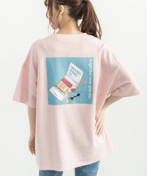 Rocky Monroe(ロッキーモンロー)/プリントT 半袖 メンズ レディース カジュアル ストリート Tシャツ イラスト ホワイト ブラック ビッグシルエット ドロップショルダー スニーカー スケボー/ピンク