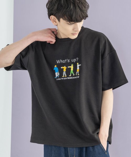 Rocky Monroe(ロッキーモンロー)/プリントT 半袖 メンズ レディース カジュアル ストリート Tシャツ バックプリント イラスト ホワイト ブラック ビッグシルエット ドロップショルダー スケ/ブラック