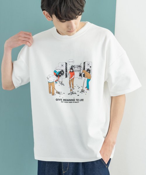 Rocky Monroe(ロッキーモンロー)/プリントT 半袖 メンズ レディース カジュアル ストリート Tシャツ バックプリント イラスト ホワイト ブラック ビッグシルエット ドロップショルダー スケ/ホワイト系2