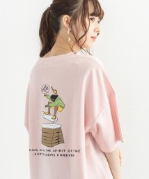 Rocky Monroe(ロッキーモンロー)/プリントT 半袖 メンズ レディース カジュアル ストリート Tシャツ バックプリント イラスト ホワイト ブラック ビッグシルエット ドロップショルダー スケ/ダークピンク