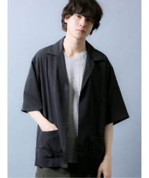 semanticdesign(セマンティックデザイン)/オーバーサイズ 5分袖シャツジャケット/ブラック