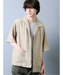 semanticdesign(セマンティックデザイン)/オーバーサイズ 5分袖シャツジャケット/ベージュ