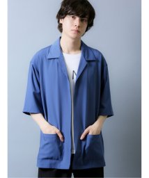 semanticdesign(セマンティックデザイン)/オーバーサイズ 5分袖シャツジャケット/ブルー