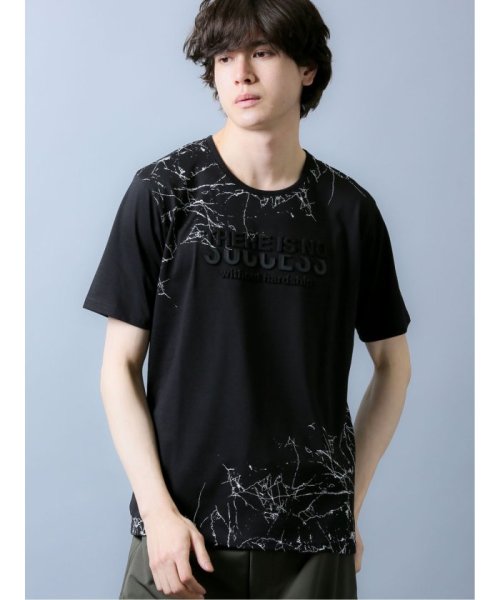semanticdesign(セマンティックデザイン)/エンボスロゴ クルーネック半袖Tシャツ/ブラック