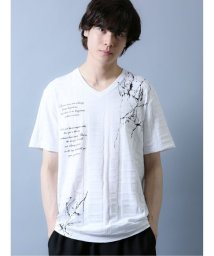 semanticdesign(セマンティックデザイン)/チェックジャガード Vネック半袖Tシャツ/ホワイト